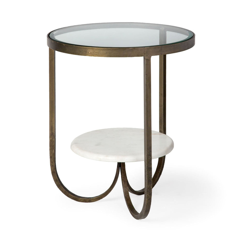 24" White Glass Round End Table - Homeroots - Flyclothing LLC