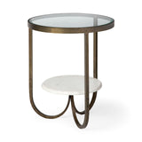 24" White Glass Round End Table - Homeroots - Flyclothing LLC