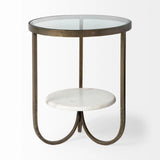 24" White Glass Round End Table - Homeroots - Flyclothing LLC