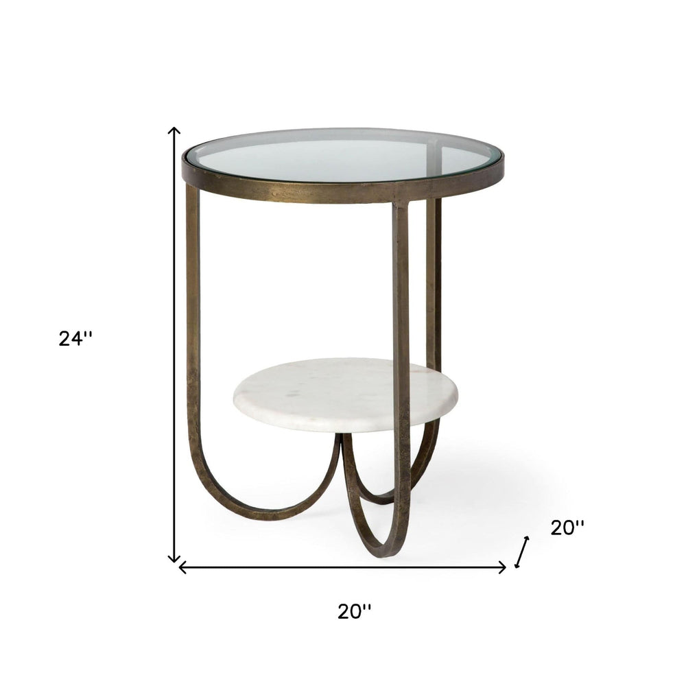 24" White Glass Round End Table - Homeroots - Flyclothing LLC