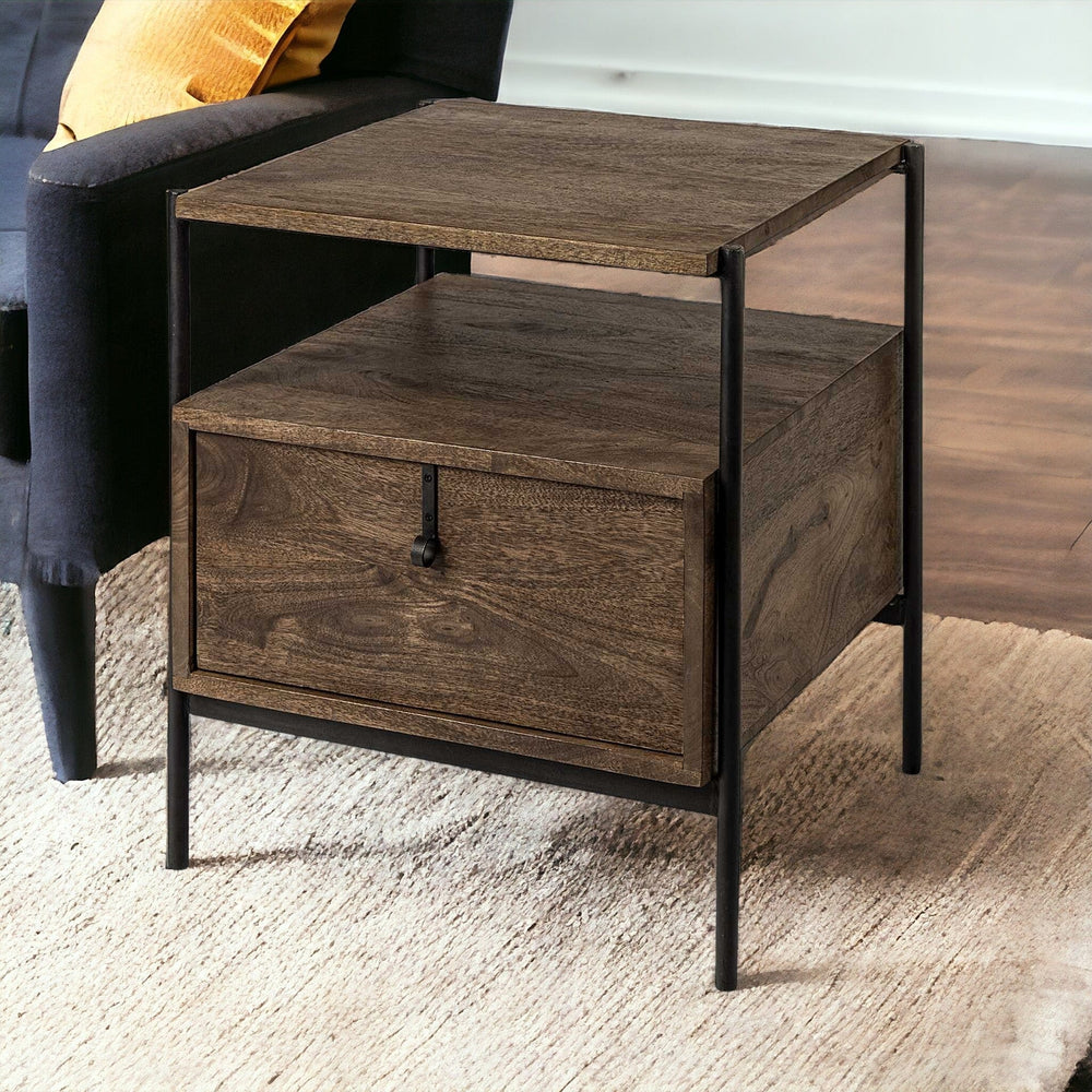 24" Brown Solid Wood Square End Table - Homeroots - Flyclothing LLC