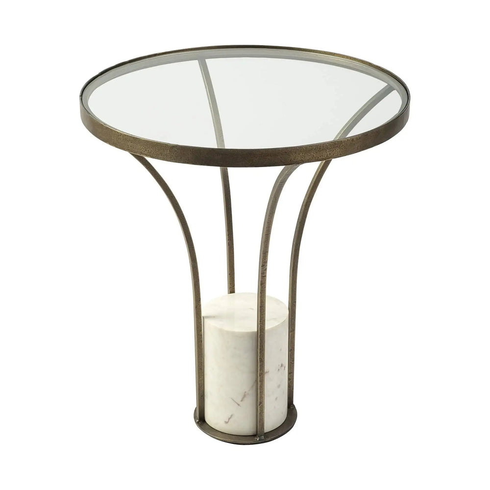 24" Black And White Glass Round End Table - Homeroots - Flyclothing LLC