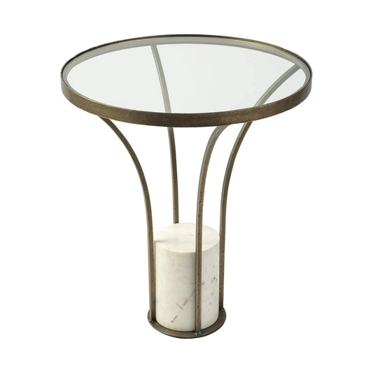 24" Black And White Glass Round End Table - Homeroots