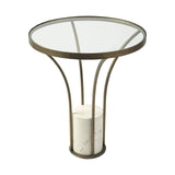 24" Black And White Glass Round End Table - Homeroots - Flyclothing LLC
