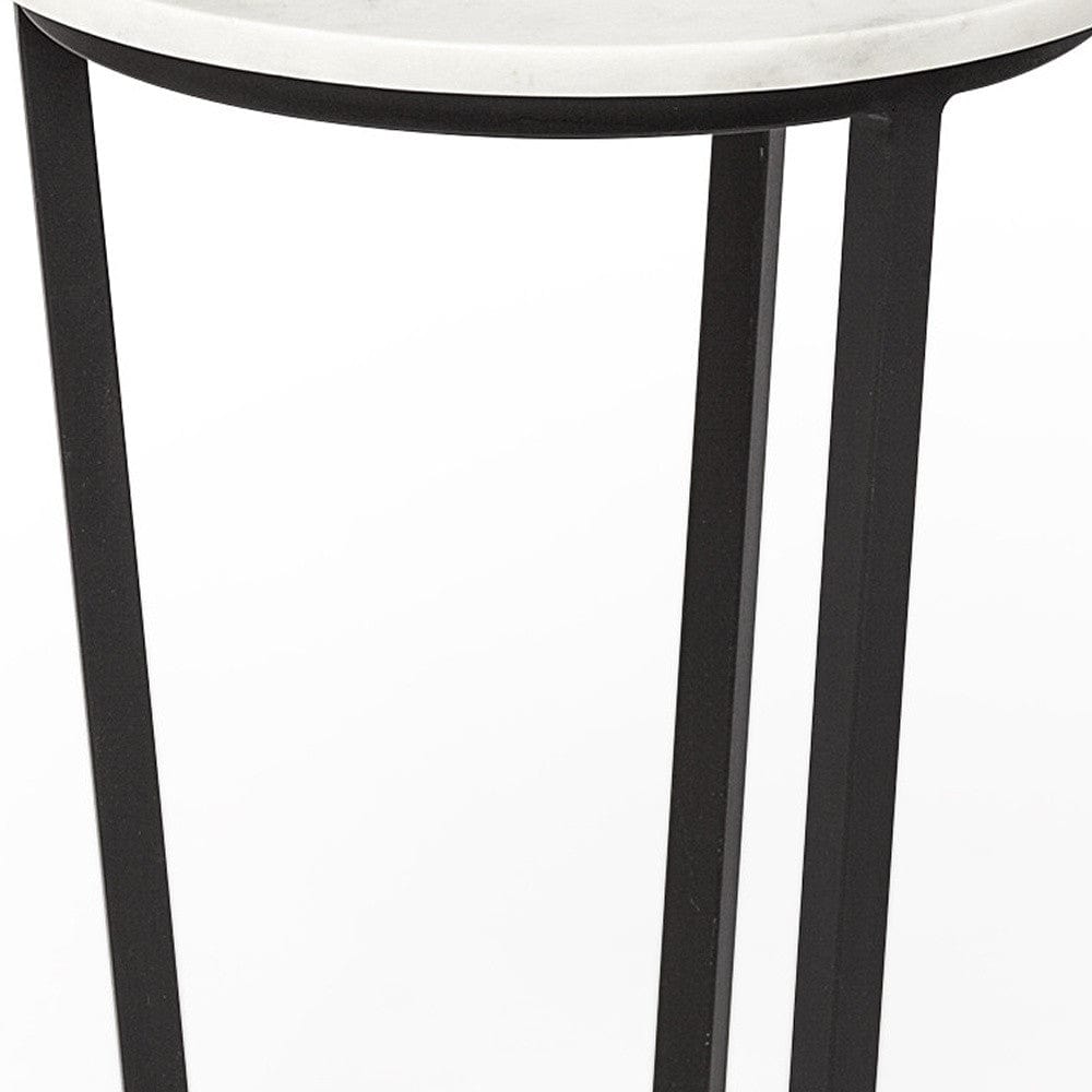 21" Black And White Marble Round End Table - Homeroots