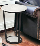 21" Black And White Marble Round End Table - Homeroots