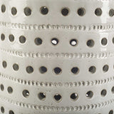 White Glazed Accent Table With Cylindrical Ceramic Tan Base - Homeroots - Flyclothing LLC