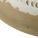 White Glazed Accent Table With Cylindrical Ceramic Tan Base - Homeroots - Flyclothing LLC