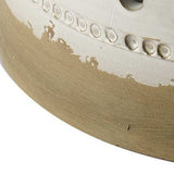 White Glazed Accent Table With Cylindrical Ceramic Tan Base - Homeroots - Flyclothing LLC