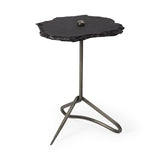 24" Slate Gray And Black Stone End Table - Homeroots