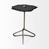 24" Slate Gray And Black Stone End Table - Homeroots