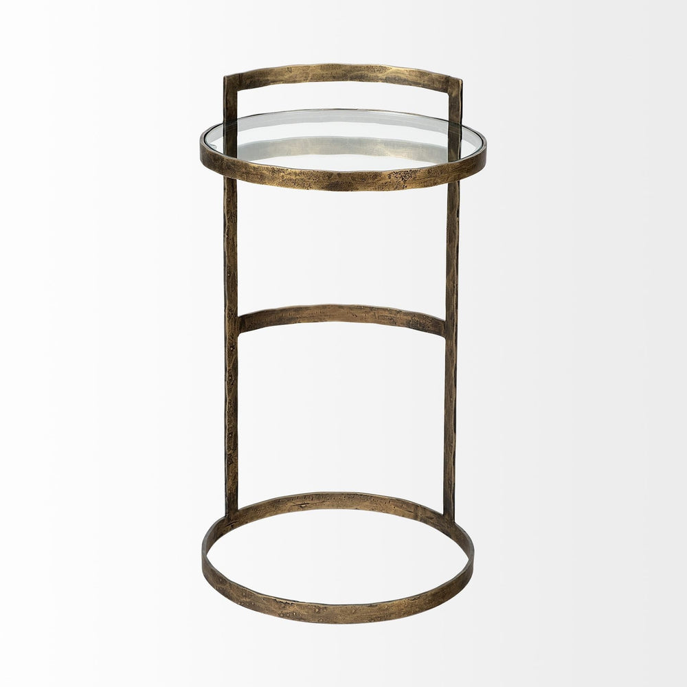 27" Gold And Clear Glass Round End Table - Homeroots