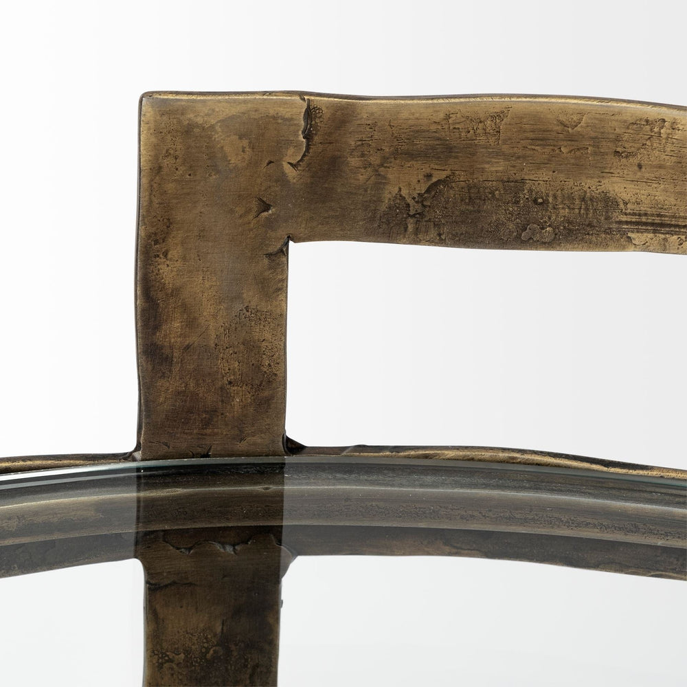 27" Gold And Clear Glass Round End Table - Homeroots