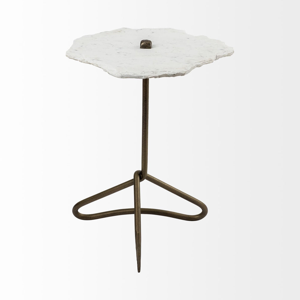 23" Gold And White Marble End Table - Homeroots