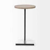 Brown Wood Round Top Accent Table With Black Iron Base - Homeroots - Flyclothing LLC