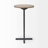 Brown Wood Round Top Accent Table With Black Iron Base - Homeroots - Flyclothing LLC