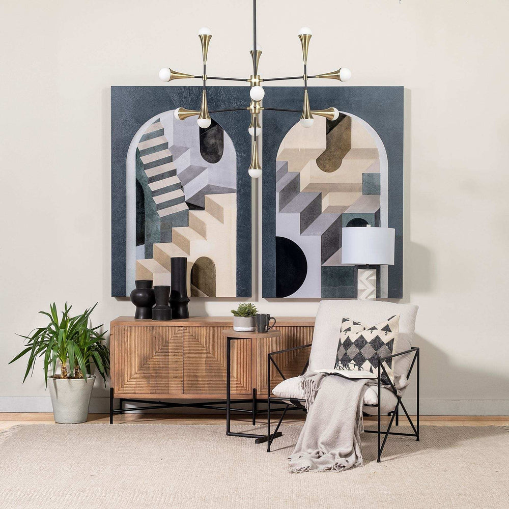 Brown Wood Round Top Accent Table With Black Iron Base - Homeroots - Flyclothing LLC