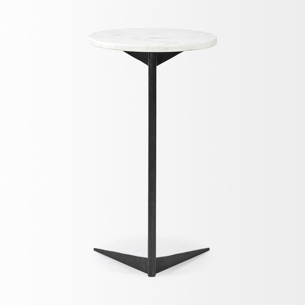 27" Black And White Marble Round End Table - Homeroots