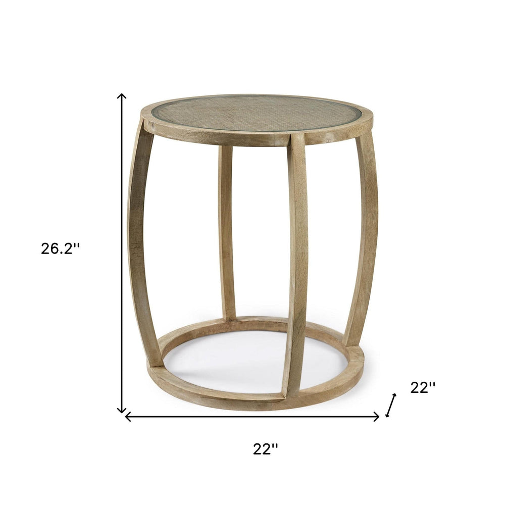 26" Brown And Clear Glass Round End Table - Homeroots