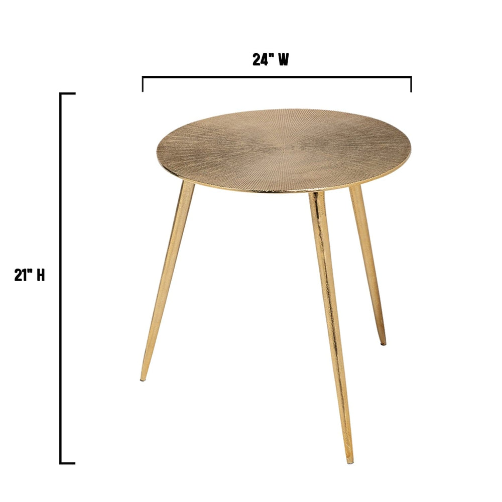 21" Gold Metal Round End Table - Homeroots - Flyclothing LLC
