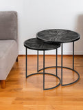 Set of Two 20" Black Round End Table - Homeroots