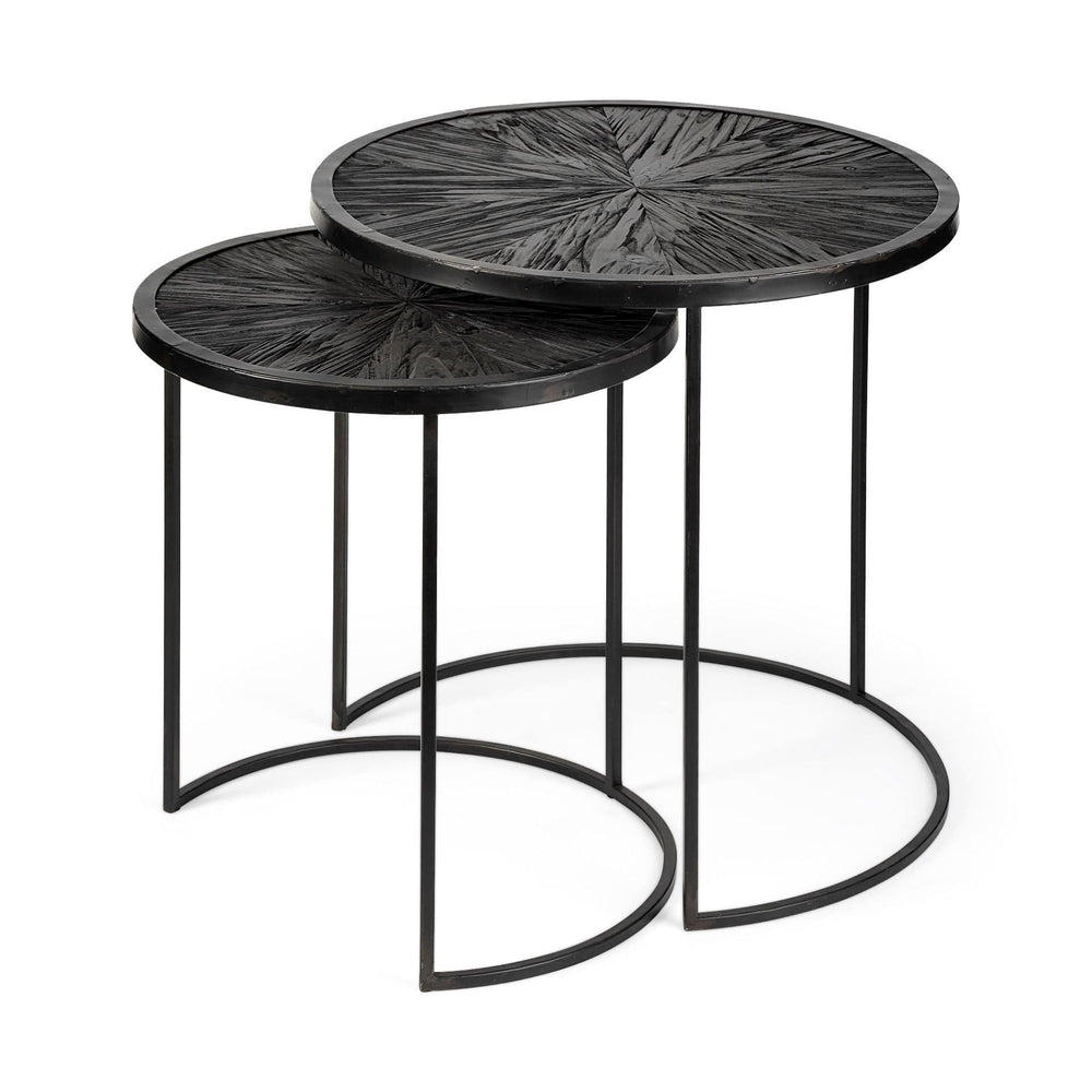 Set of Two 20" Black Round End Table - Homeroots