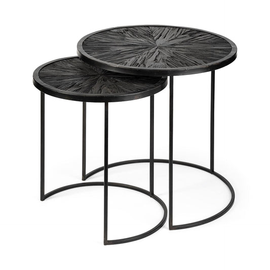 Set of Two 20" Black Round End Table - Homeroots
