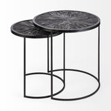 Set of Two 20" Black Round End Table - Homeroots