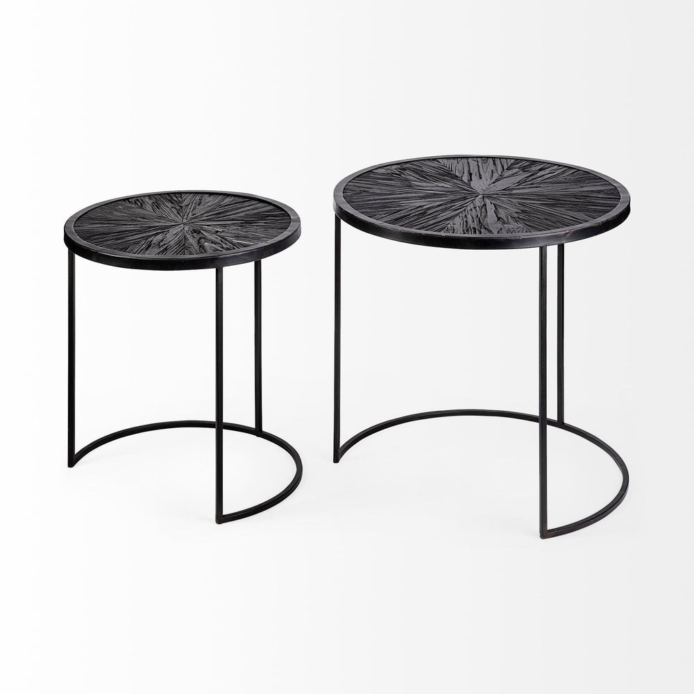 Set of Two 20" Black Round End Table - Homeroots