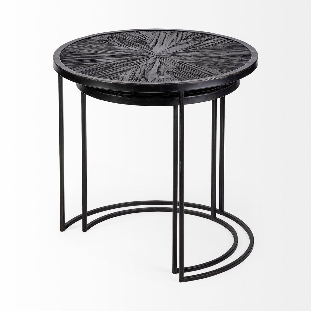 Set of Two 20" Black Round End Table - Homeroots