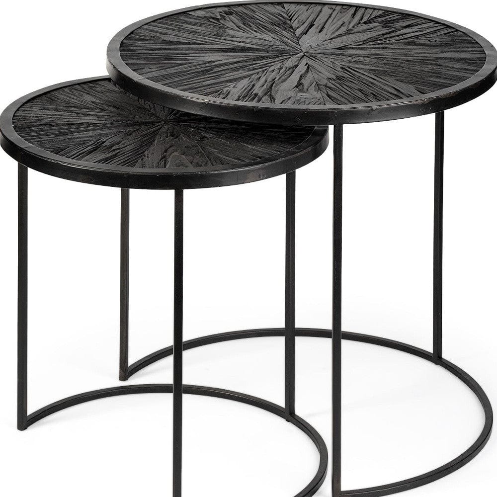 Set of Two 20" Black Round End Table - Homeroots