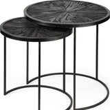 Set of Two 20" Black Round End Table - Homeroots