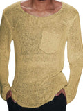 Men's Plus Size Round Neck Long Sleeve Knit T-Shirt - Trendsi - Flyclothing LLC