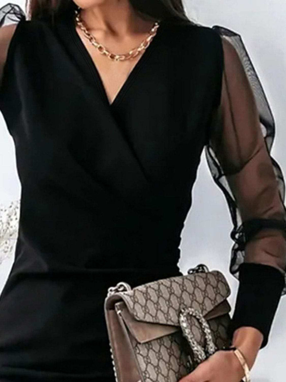 Surplice Long Sleeve Mini Dress - Trendsi - Flyclothing LLC