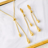 Teardrop Pendant Necklace and Earrings Jewelry Set - Trendsi - Flyclothing LLC