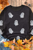 Glitter Ghost Round Neck Long Sleeve Sweatshirt - Trendsi - Flyclothing LLC