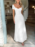 Devine Sweetheart Neck Short Sleeve Maxi Dress - Trendsi - Flyclothing LLC
