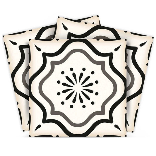 6" X 6" Black And White Mosaic Peel And Stick Removable Tiles - Homeroots