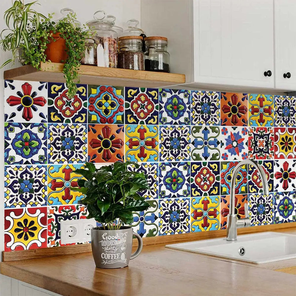 6" X 6" Festival Brights Mosaic Peel And Stick Removable Tiles - Homeroots - Flyclothing LLC