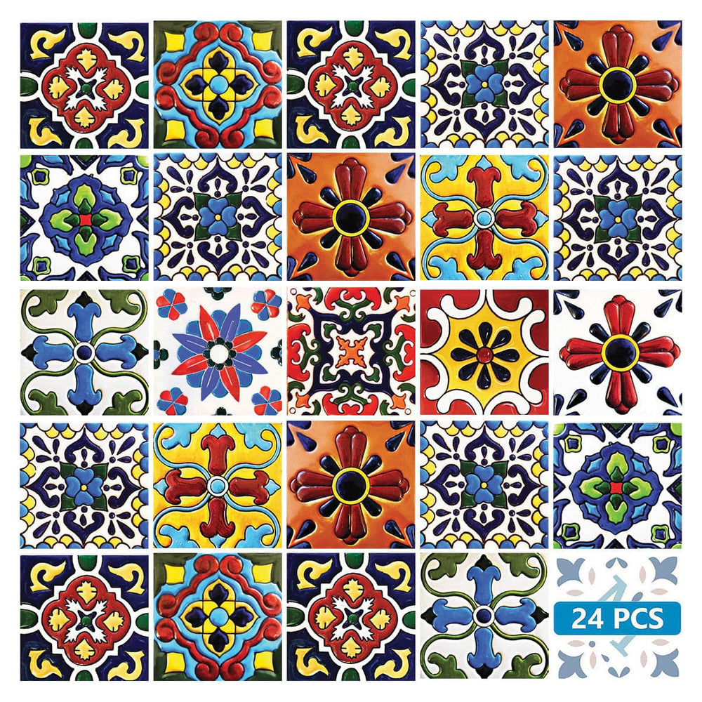 8" X 8" Festival Brights Mosaic Peel And Stick Removable Tiles - Homeroots - Flyclothing LLC