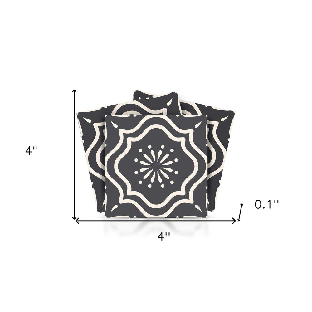 4" X 4" Burst Gray And White Peel And Stick Removable Tiles - Homeroots - Flyclothing LLC