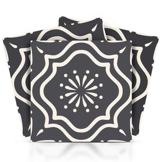 5" X 5" Burst Gray And White Peel And Stick Removable Tiles - Homeroots