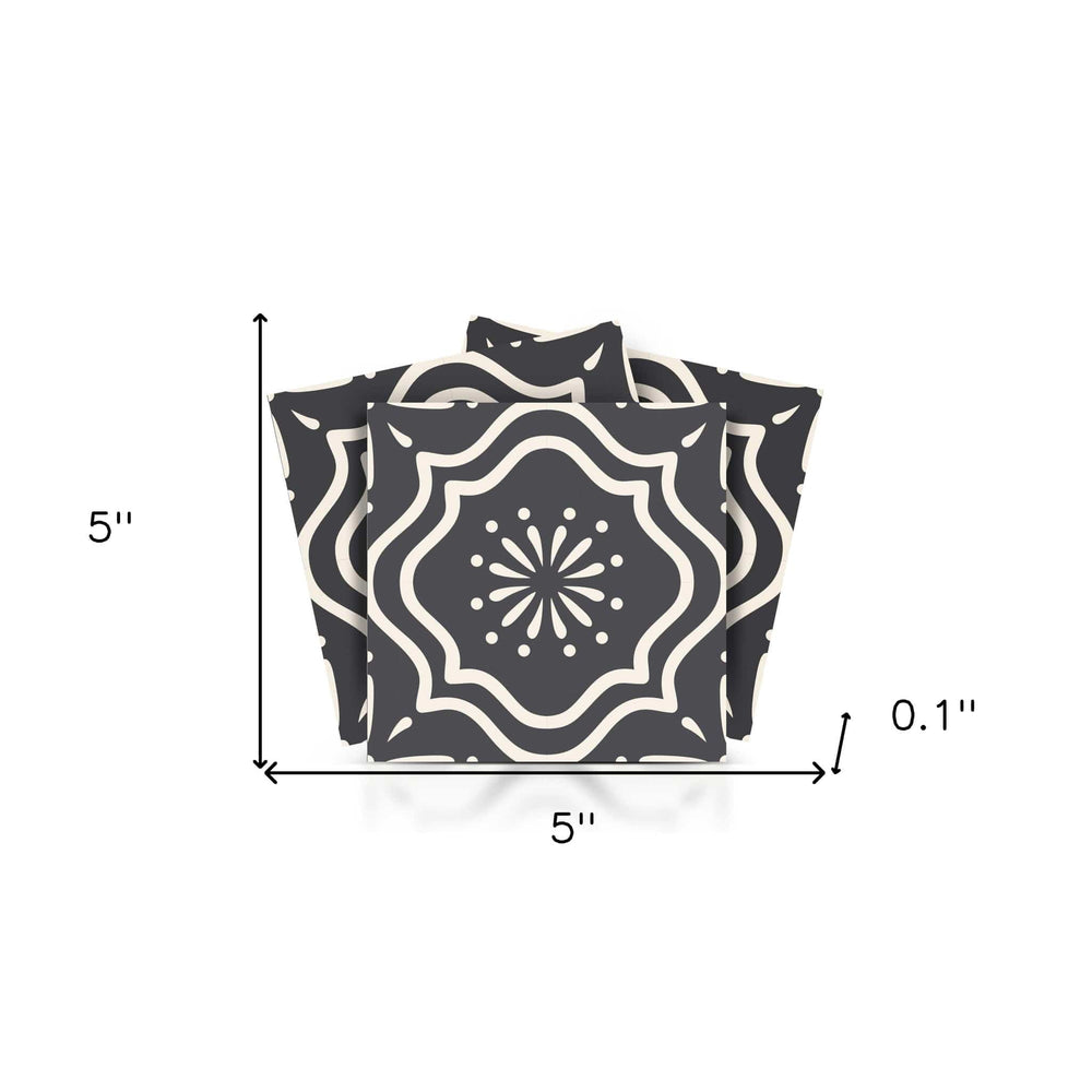 5" X 5" Burst Gray And White Peel And Stick Removable Tiles - Homeroots - Flyclothing LLC