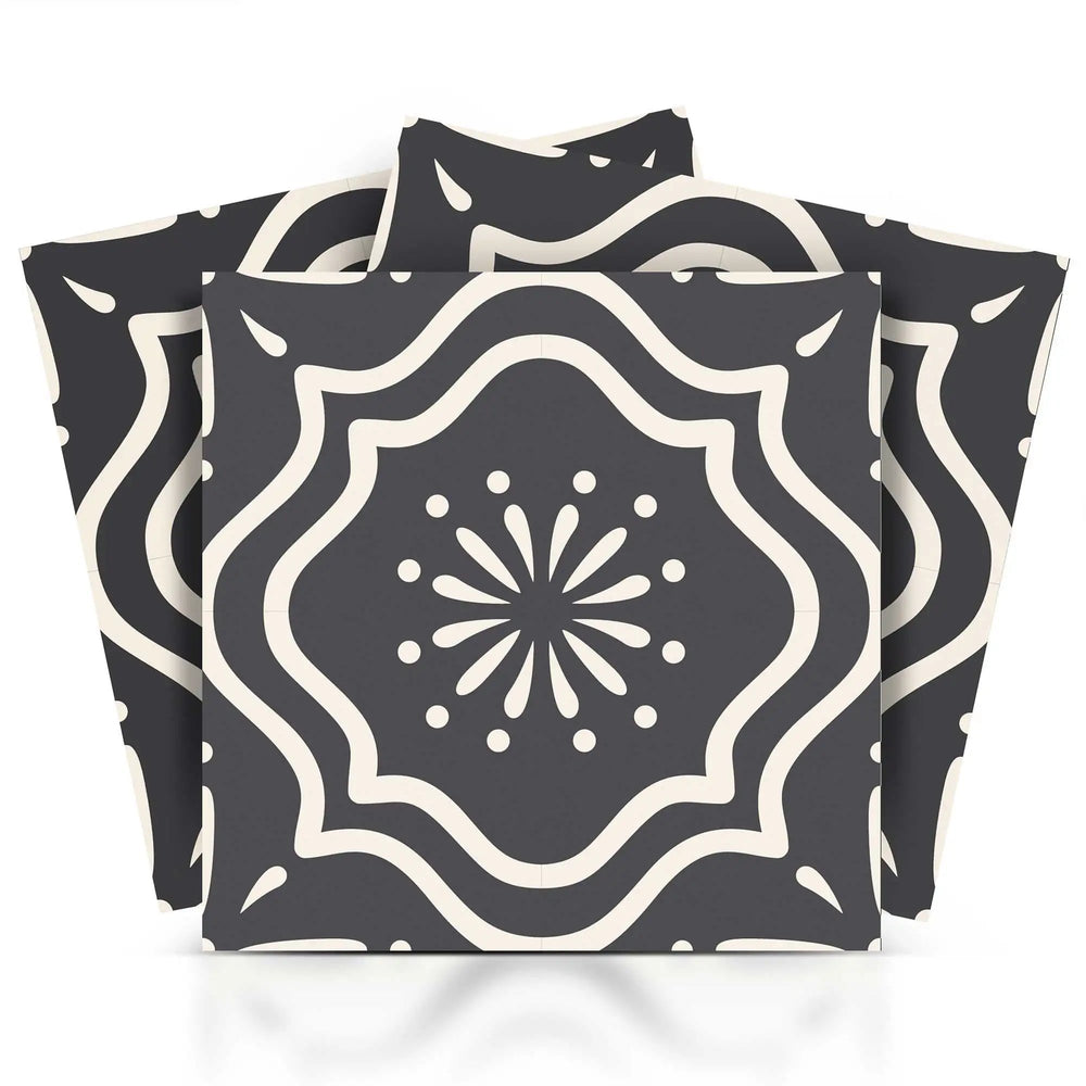 6" X 6" Burst Gray And White Peel And Stick Removable Tiles - Homeroots - Flyclothing LLC