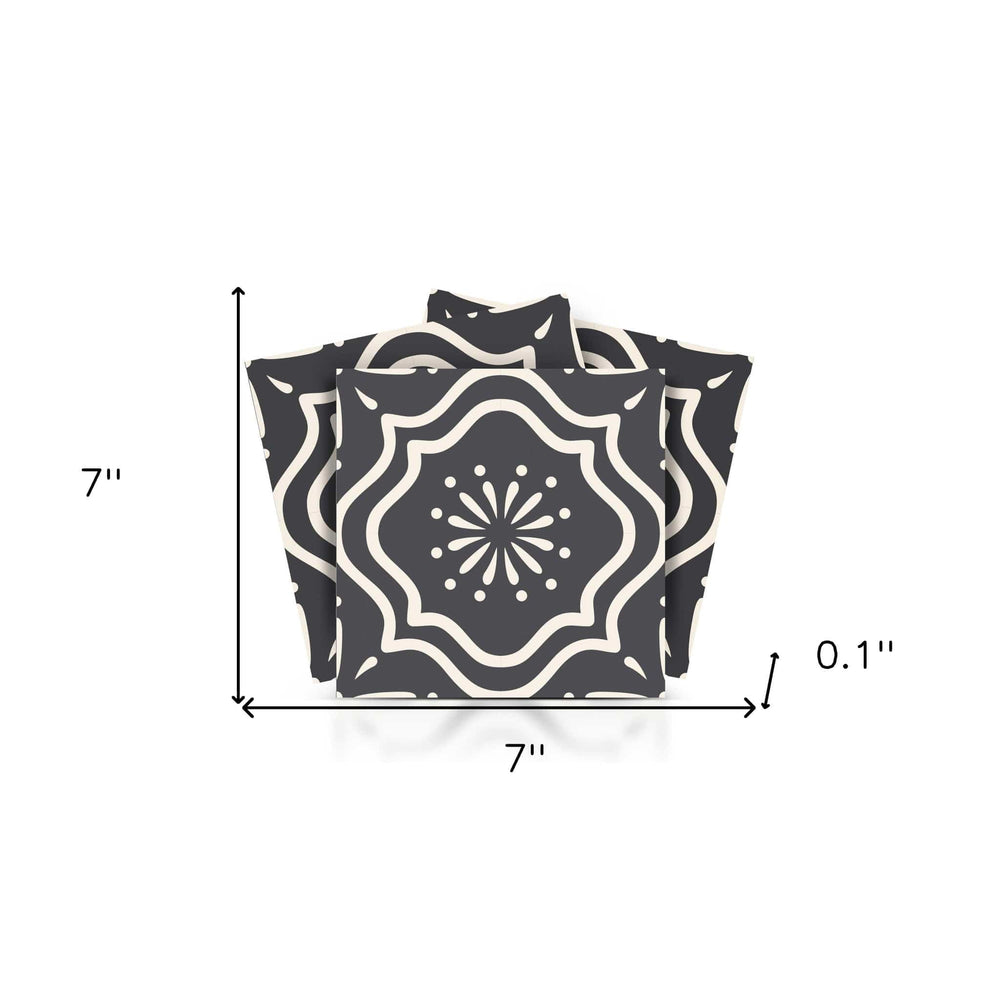 7" X 7" Burst Gray And White Peel And Stick Removable Tiles - Homeroots - Flyclothing LLC
