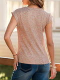 Heathered Round Neck Cap Sleeve T-Shirt - Trendsi - Flyclothing LLC