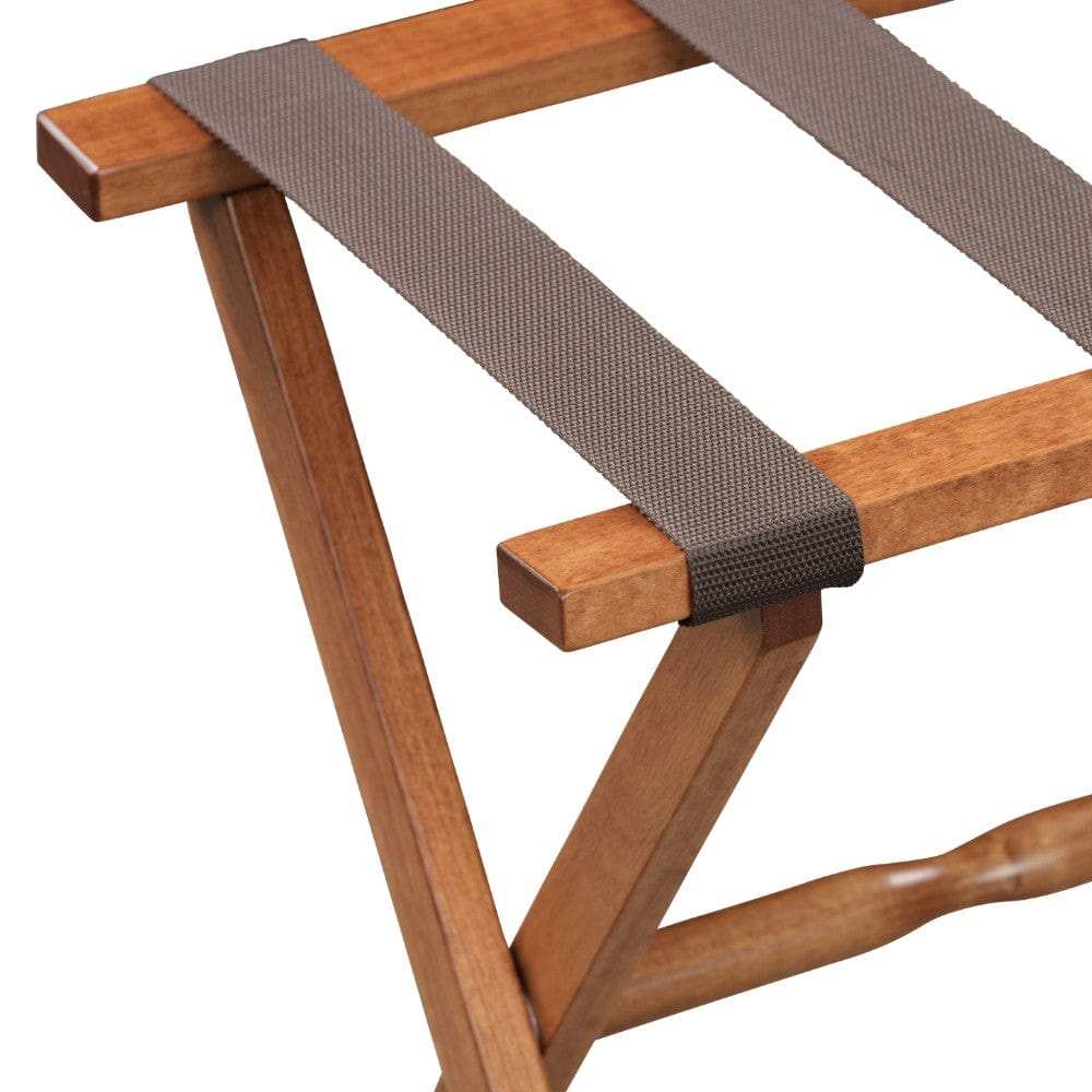 Hotel Light Walnut Folding Luggage Rack With 4 Straps - Homeroots - Flyclothing LLC