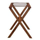 Hotel Light Walnut Folding Luggage Rack With 4 Straps - Homeroots - Flyclothing LLC