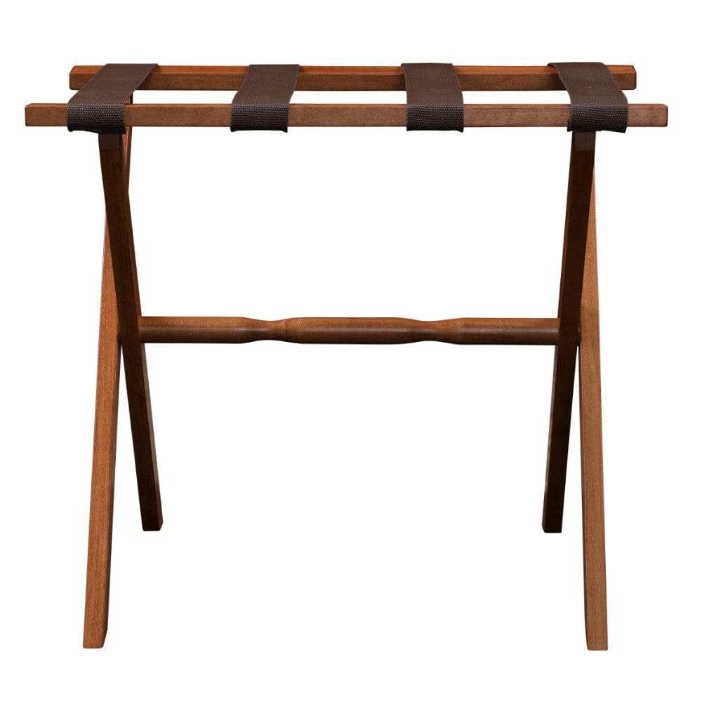 Hotel Light Walnut Folding Luggage Rack With 4 Straps - Homeroots - Flyclothing LLC