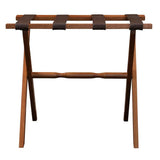 Hotel Light Walnut Folding Luggage Rack With 4 Straps - Homeroots - Flyclothing LLC